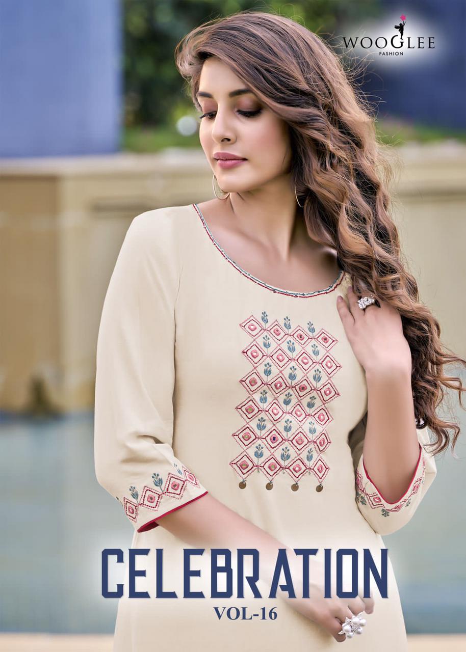 Wooglee Celebration 16 Regular Wear Wholesale Kurti With Bottom